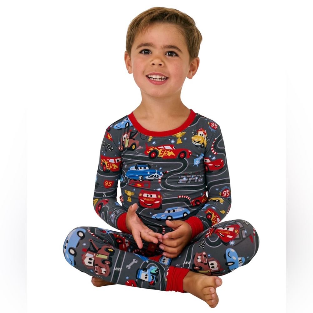 Little Sleepies Disney Cars Piston Cup Bamboo Pajama Set 2 Piece Size 3T NWT - Picture 6 of 6